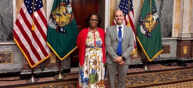 Marilyn Barker and Luke Martone at Treasury event