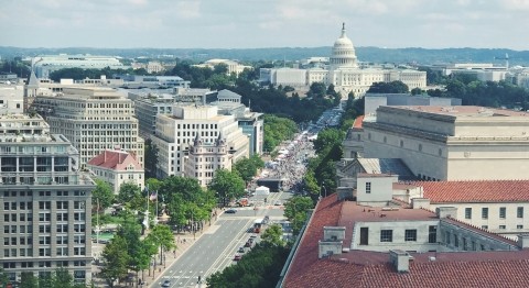 Washington DC aerial shot with Capitol
